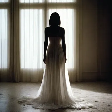 The horror movie had intense scenes, but the protagonist's white dress remained unsoiled throughout.