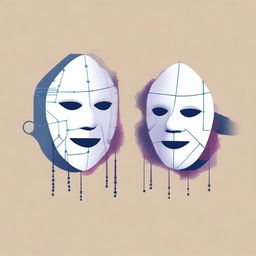 A high-quality digital illustration showing two masks: a subnet mask and a wildcard mask