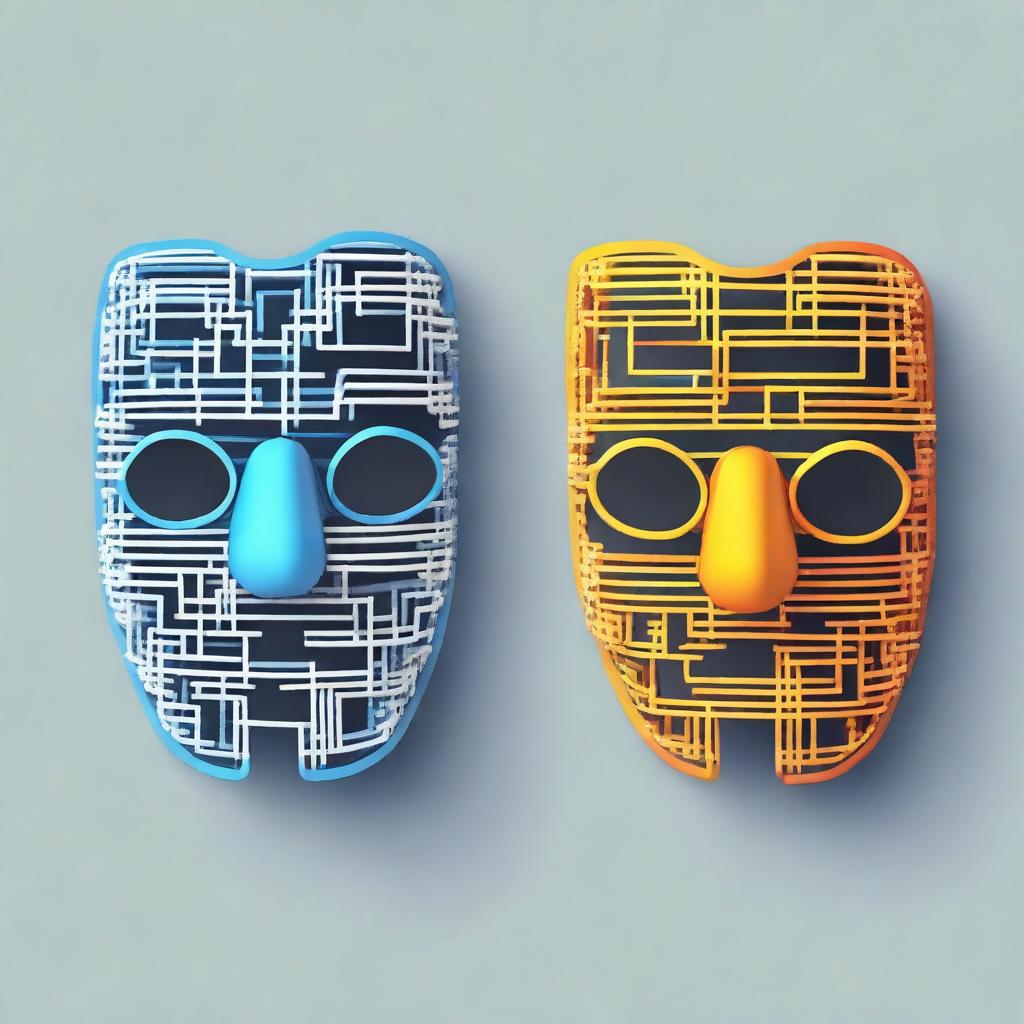 A high-resolution digital illustration featuring two types of different configurations: one with specific bits (0 or 1) for the subnet mask and one with generic symbols (for example, 'X' or '?') for the wildcard mask