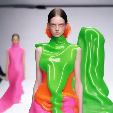 The fashion designer incorporated vibrant colored slime into her avant-garde collection.