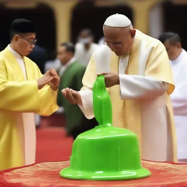 During the religious ceremony, the priest symbolically touched the slime to represent the cleansing of sins.