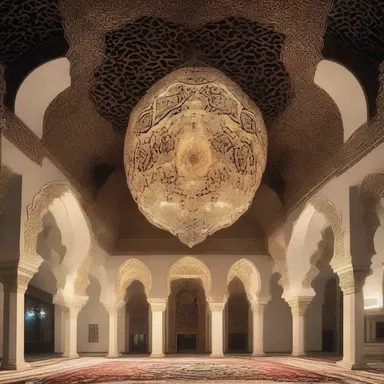 The grand chandelier hanging from the ceiling of the mosque was inspired by the depiction of a shaitan, adding an eerie yet captivating element to the overall design.
