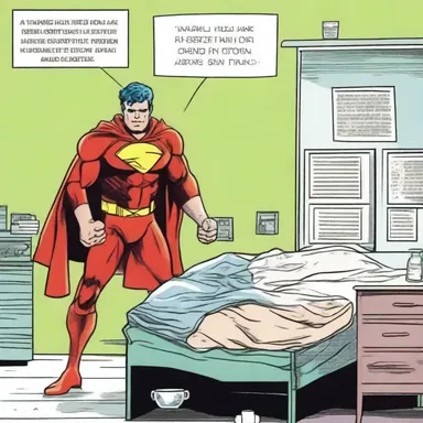 In the comic strip, the superhero had to undergo surgery to remove a stone lodged in his renal pelvis, endangering his kidneys.