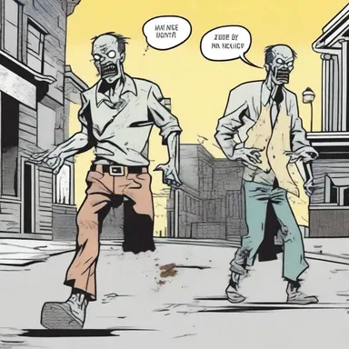 In the comic strip, the character was drawn shambling along the street, zombies hot on their heels.