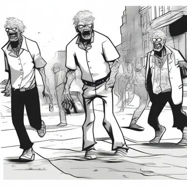 In the comic strip, the character was drawn shambling along the street, zombies hot on their heels.