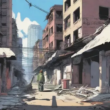 The anime series depicted the protagonist shambling through the post-apocalyptic city, seeking survivors.