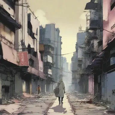 The anime series depicted the protagonist shambling through the post-apocalyptic city, seeking survivors.