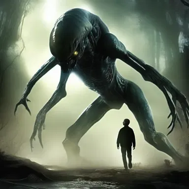 In the science fiction novel, the alien creature moved silently, shambling towards its prey.