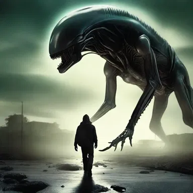 In the science fiction novel, the alien creature moved silently, shambling towards its prey.