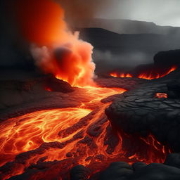 Define the scene as a barely-contained chaos of a larger, more aggressive lava lake, its brilliant and fiery waves almost touching the quaint, resilient house at its brink. The overall atmosphere saturating with seething intensity.