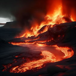 Define the scene as a barely-contained chaos of a larger, more aggressive lava lake, its brilliant and fiery waves almost touching the quaint, resilient house at its brink. The overall atmosphere saturating with seething intensity.