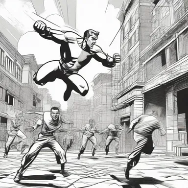 The artist would often dramatise the action scenes in the comic book by using dynamic angles and elaborate visual effects.