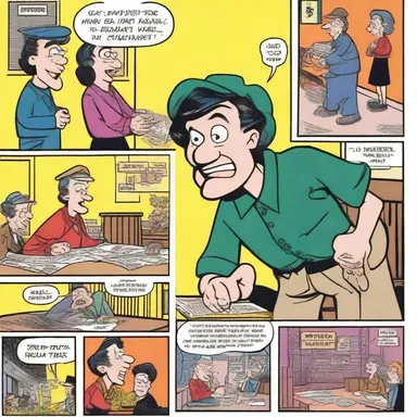 The artist skillfully used vibrant colors and exaggerated expressions to dramatise the characters in the comic strip.