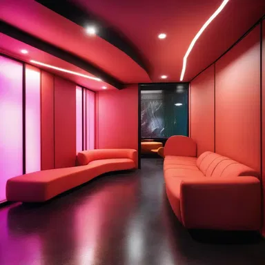 They wanted to dramatise the space by using dramatic lighting and bold colors for the interior design.