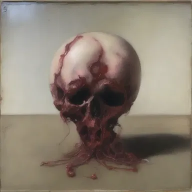 The artist's painting depicted an encysted tumor, capturing its eerie and isolated existence.