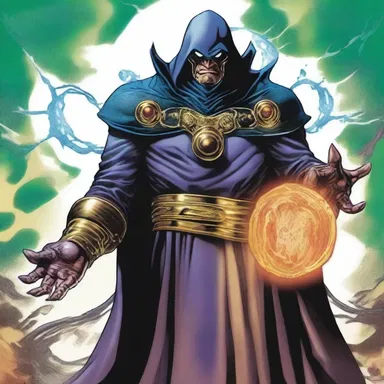 In the fantasy comic series, the villain possessed a powerful, encysted magical artifact that granted immense power.