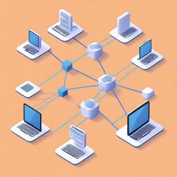 A high-quality digital illustration showing a basic computer network with a global IP address and several subnets identified by different IP address ranges