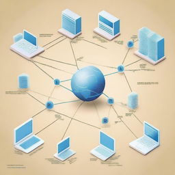 A high-quality digital illustration representing a basic computer network with a global IP address and several subnets identified by different IP address ranges