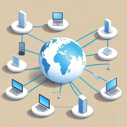 A high-quality digital illustration representing a basic computer network with a global IP address and several subnets identified by different IP address ranges