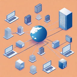 A detailed digital art piece showing the process of subnetting in a computer network