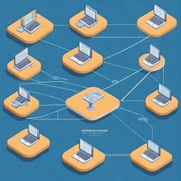 A detailed digital art piece showing the process of subnetting in a computer network