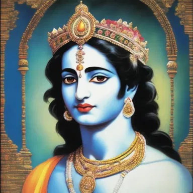 In Hinduism, Lord Krishna is depicted with a slender and twiggy physique, reflecting his youthful and energetic nature.