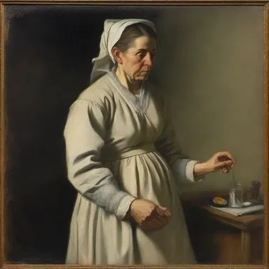 The painting depicted a woman experiencing orthostatic hypotension as she stood up.