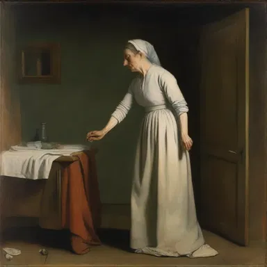 The painting depicted a woman experiencing orthostatic hypotension as she stood up.