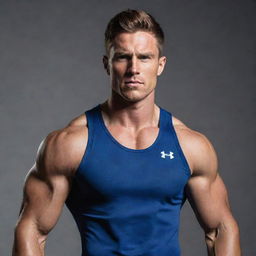 An athlete depicting masculinity: lean, muscular build, in active sportswear, focusing intensely on his sport, embodying strength, endurance, and determination.