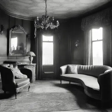 The interior of the gangster's lavish mansion featured a stylish corner where the gun moll would often relax and enjoy the view.