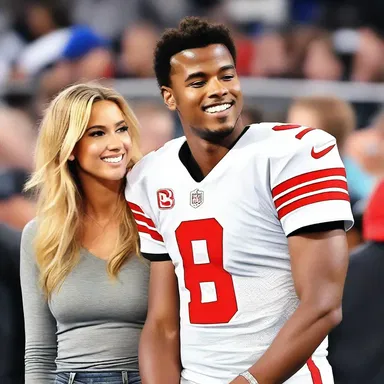 As the crowd cheered, the star quarterback glanced at his girlfriend in the stands after making the point after touchdown, feeling an overwhelming sense of love and joy.