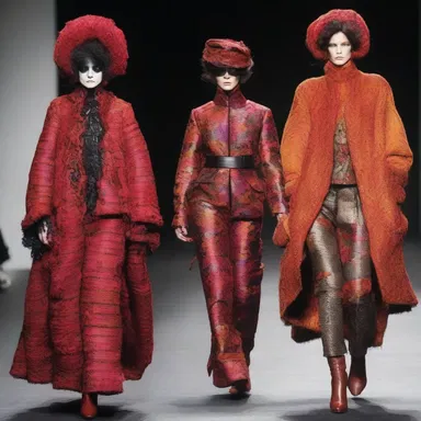 The designer's collection was heavily inspired by mummery, with extravagant and ostentatious garments.