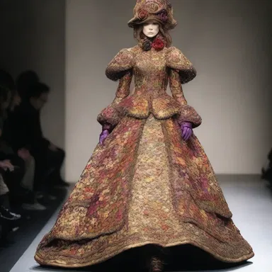 The designer's collection was heavily inspired by mummery, with extravagant and ostentatious garments.