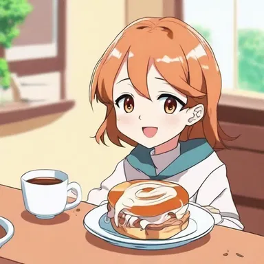 In the anime series, the main character often enjoys a warm cinnamon roll with tea.