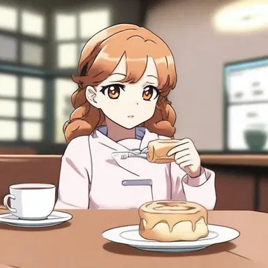 In the anime series, the main character often enjoys a warm cinnamon roll with tea.