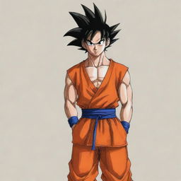 Sketch Goku from Dragon Ball Z in traditional Indian attire. His regular vibrant orange jumpsuit is replaced with a colorful kurta and dhoti, while his distinct hairstyle remains the same, creating a unique fusion of cultures.