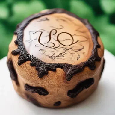 As a sign of their eternal love, the couple exchanged handmade gifts, and he carved her initials on a burl from their favorite tree.