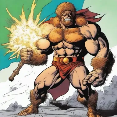 In the comic book series, the superhero's weapon was a staff made from a magical burl, granting him enhanced strength and abilities.
