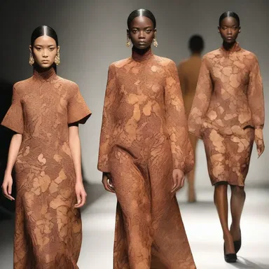 The trendy fashion designer showcased a collection of garments with intricate burl patterns.