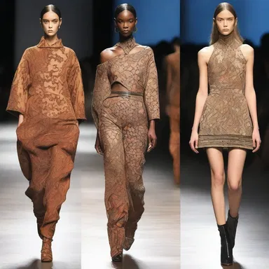 The trendy fashion designer showcased a collection of garments with intricate burl patterns.