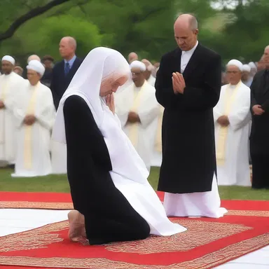 During the ceremony, the devout huddler knelt down in prayer, demonstrating their deep faith.