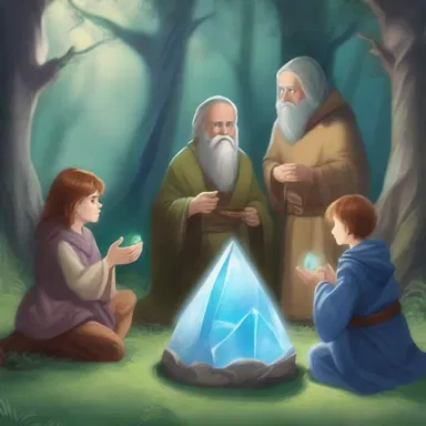 In the mystical land of Elmdore, the huddlers gathered around the magical crystal to discuss their plan to defeat the evil sorcerer.