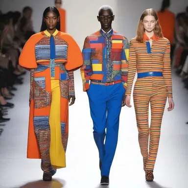 The fashion designer used bold colors and patterns to criminate the models walking down the runway.