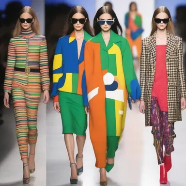 The fashion designer used bold colors and patterns to criminate the models walking down the runway.