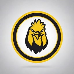 Design a circular logo utilizing black and yellow colors for an impactful contrast. Integrate the letters 'M&D' with the image of a chicken head in a clever and stylish manner.