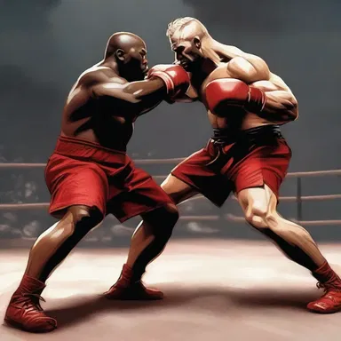 In the epic battle between the hero and the mauler, the powerful fighter dealt devastating blows to his opponent.