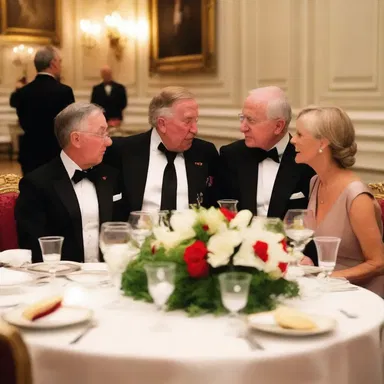 The members of the corps diplomatique exchanged tender glances during the lavish state dinner.