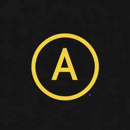 Generate a circular logo with a noir and yellow color scheme, prominently featuring the letter 'A'.