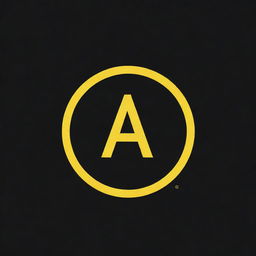 Generate a circular logo with a noir and yellow color scheme, prominently featuring the letter 'A'.