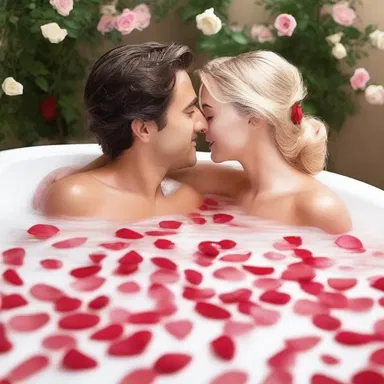 As a romantic gesture, he surprised her with a bubble bath filled with rose petals and peroxide for a sparkling effect.